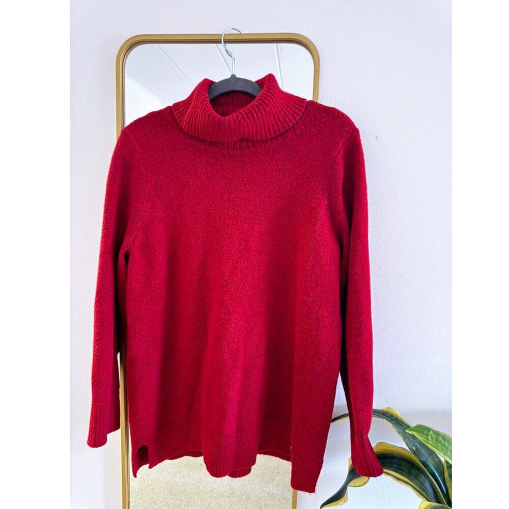 Deep Red Knit Turtleneck – Soft & Warm Winter Top